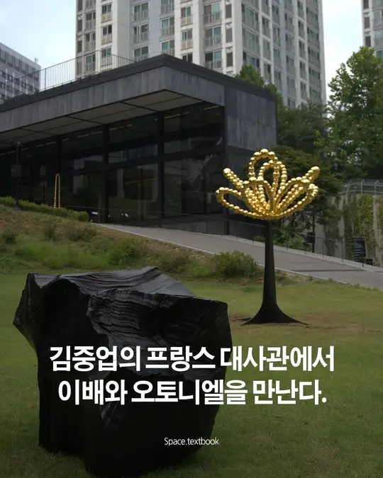 김중업의 프랑스대사관에서, 이배와 오토니엘을 만난다.
